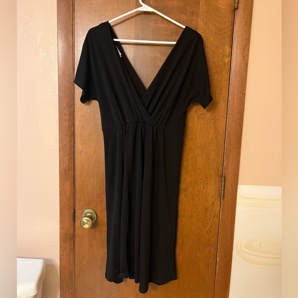 Black V-Neck Maternity/Breastfeeding Dress